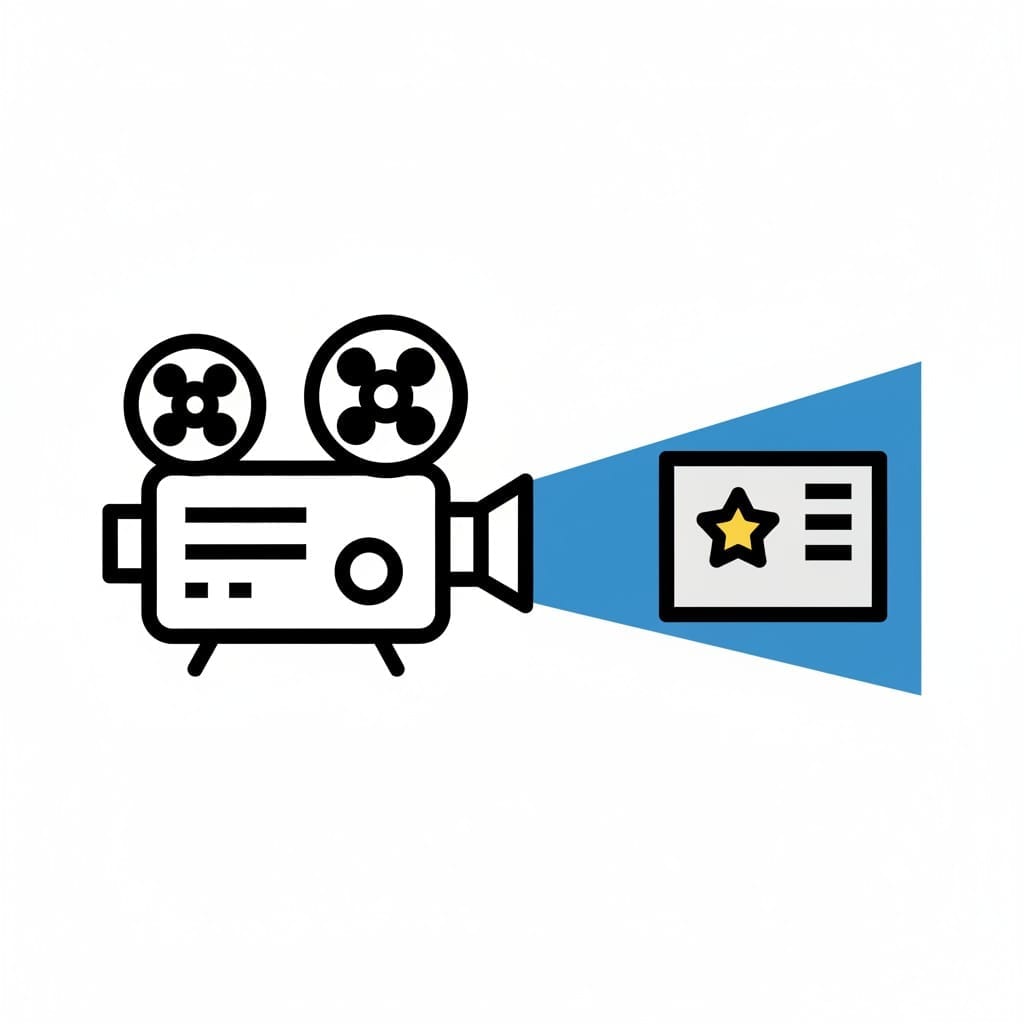 En filmprojektor der projicerer en lysstråle mod en skærm med en stjerne.