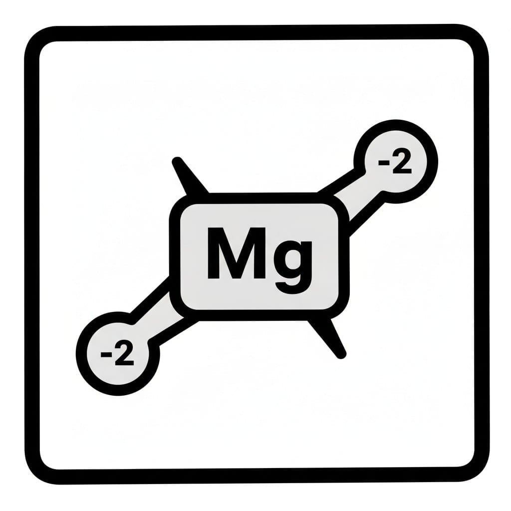 Een symbool van een magnesiummolecuul met het label Mg.