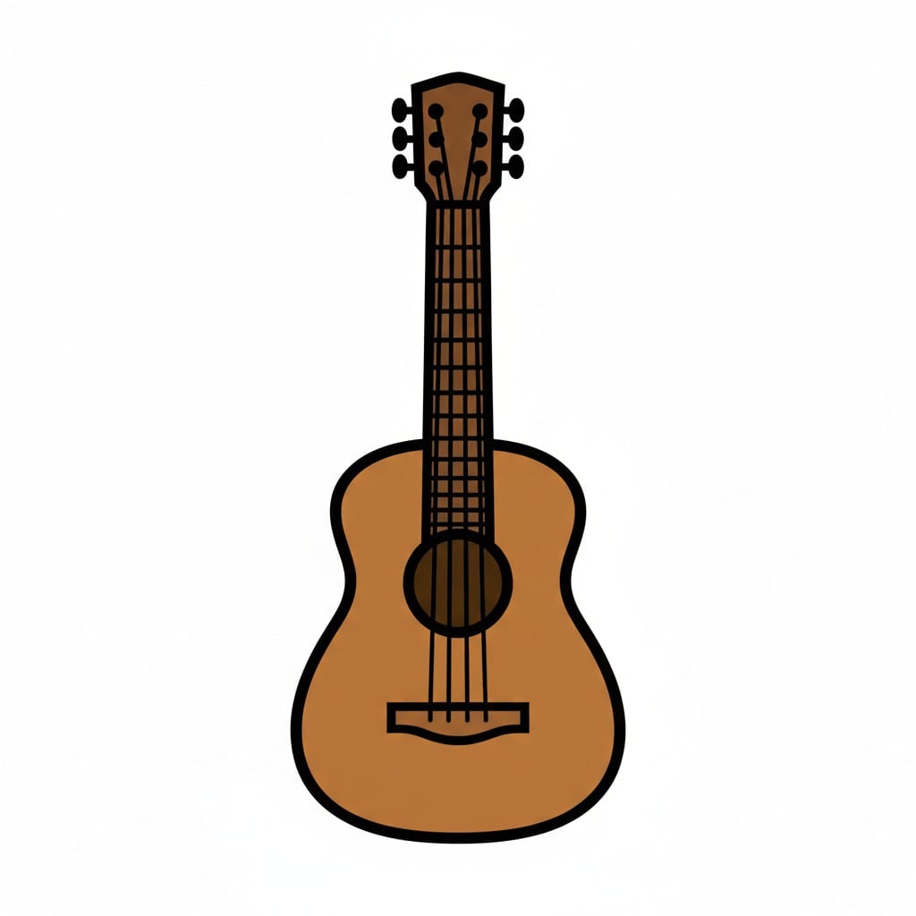 A plain acoustic guitar seen from the side.