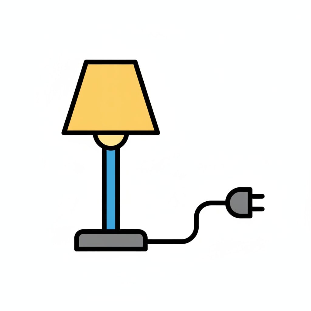 En bordslampa med sladd och kontakt.