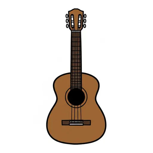 Eine braune Akustikgitarre.