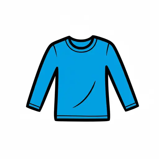 Een blauw shirt met lange mouwen van voren gezien.
