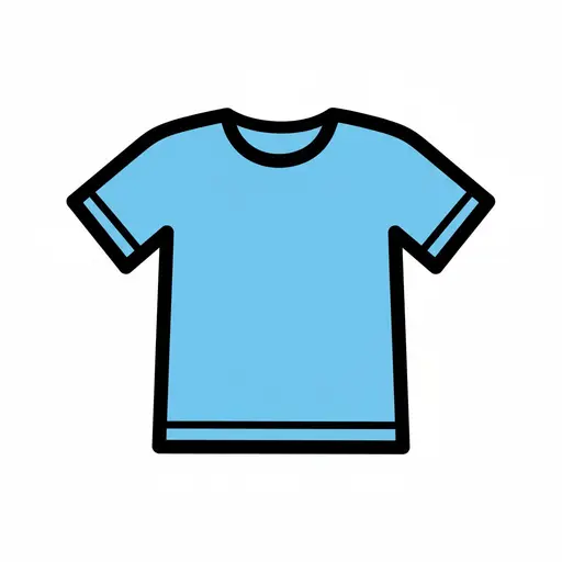 En illustration av en ljusblå T-shirt.