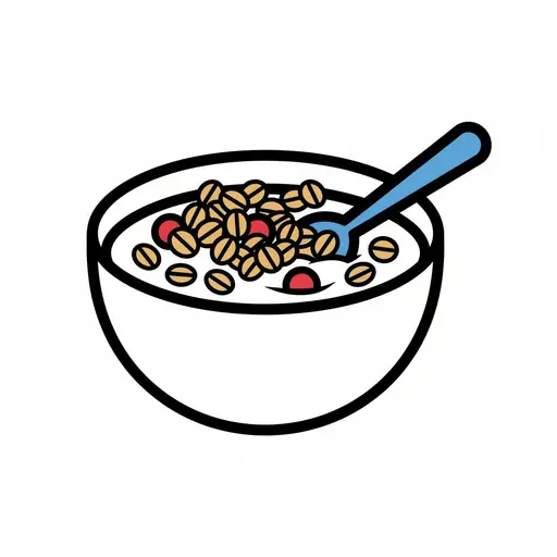 Een kom yoghurt en ontbijtgranen met een lepel erin.