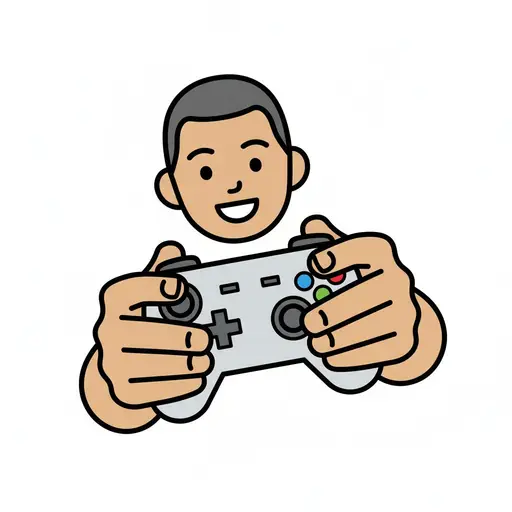 A happy child plays video games with a controller.