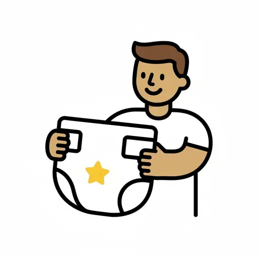 Een jongen houdt een witte nachtluier met een gele ster vast.