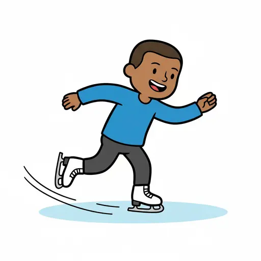 A boy is ice skating on the ice.
