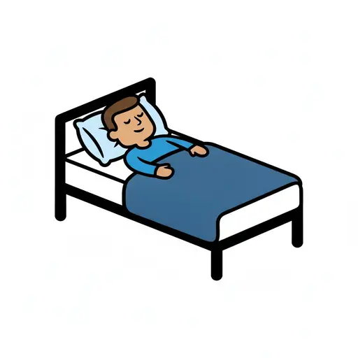 Ein Junge ruht sich unter einer blauen Decke im Bett aus.