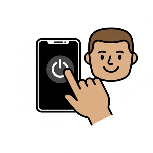Een jongen drukt op de aan-uitknop om een telefoon uit te zetten.