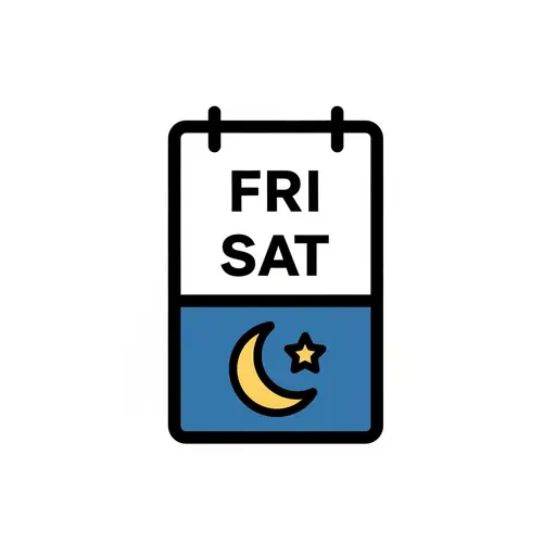 En kalender der viser FRI og SAT med en måne.