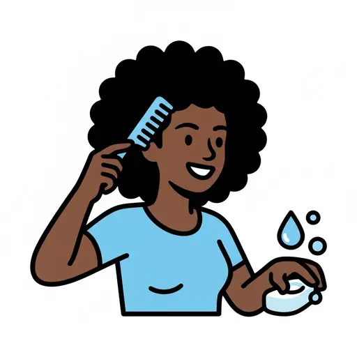 Een blij kind kamt zijn haar met een blauwe kam.