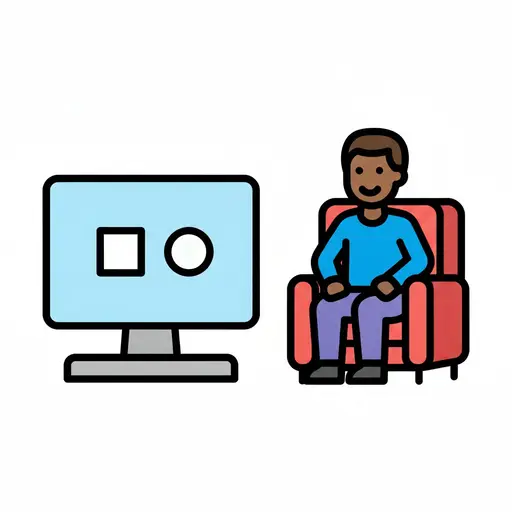 A child sits in an armchair watching TV.