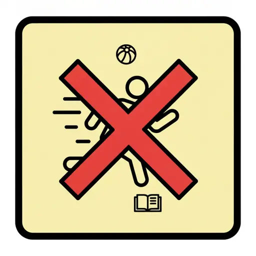 A crossed-out symbol with a red X over a play figure, showing that the activity is not allowed.