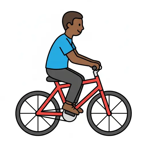 En person cyklar på en röd cykel.