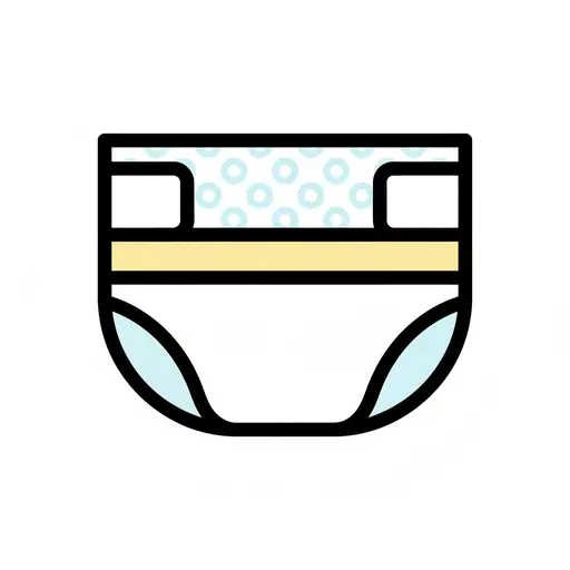 A diaper with a light blue polka dot pattern on the upper part.