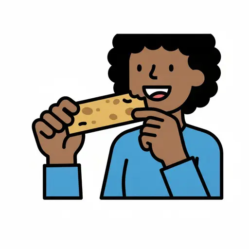 Een persoon neemt een hap van een punt pizza.