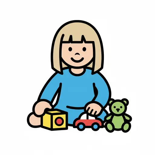Lapsi leikkii palikalla, leluautolla ja nallella