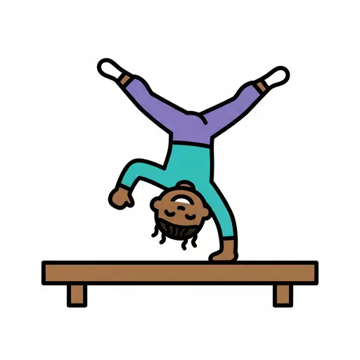 A person does a handstand on a beam with their legs in the air.
