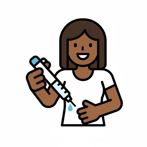A child gives themselves an insulin injection in the stomach.