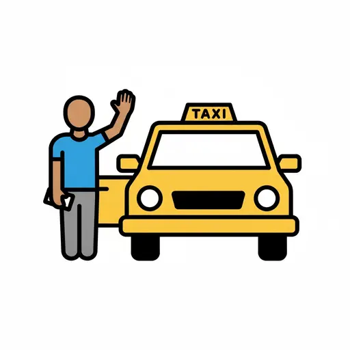 En person vinker inn en gul taxi.