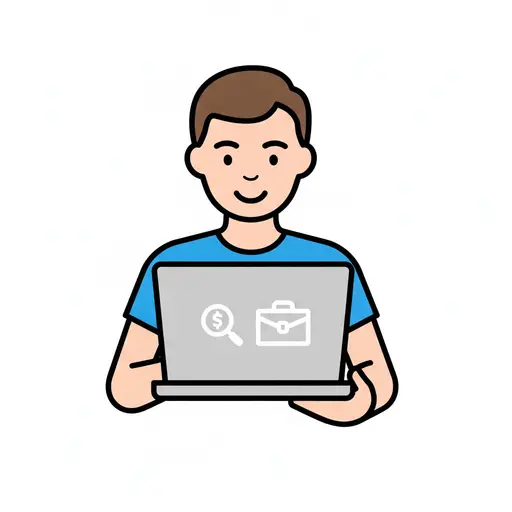 Ein Mann sucht auf einem Laptop nach Jobs.