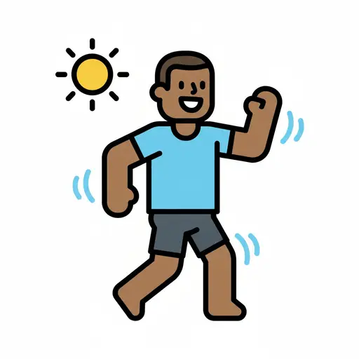 A man in athletic wear performing morning exercise with the sun in the background.