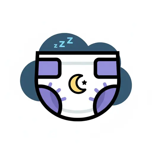 Een luierpictogram met een maan, een ster en 'zzz'-symbolen, dat een nachtluier aangeeft.