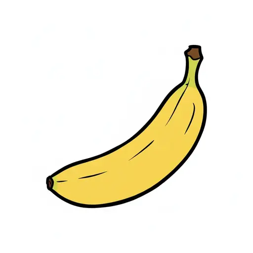 En enkelt gul banan som heller skrått oppover, med stilken i det øvre hjørnet.