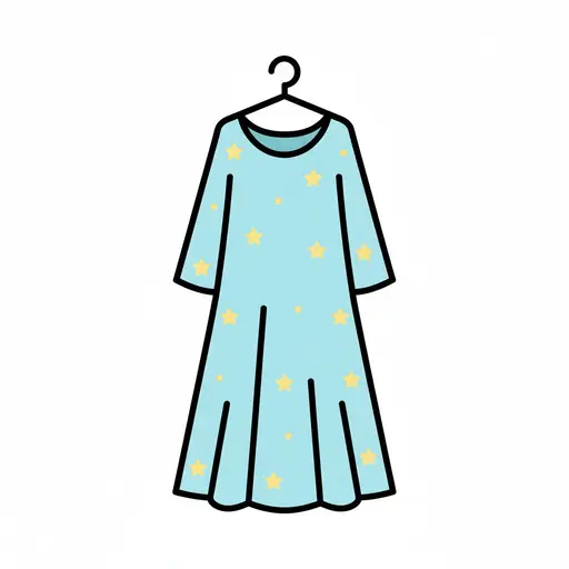 A light blue nightgown with stars on a hanger.