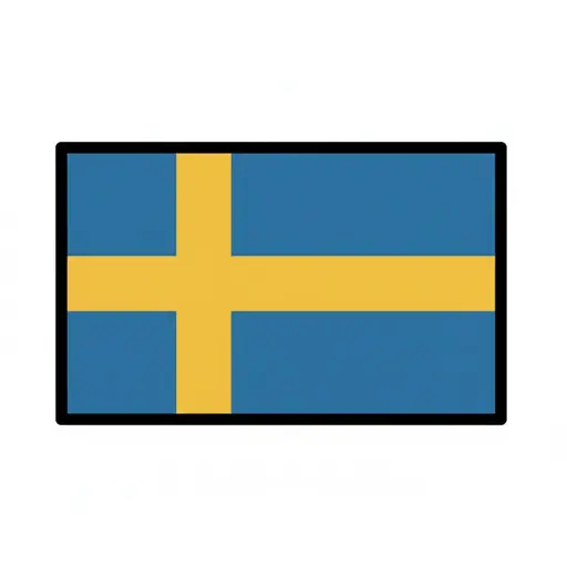 The Swedish flag, a blue rectangle with a yellow cross.