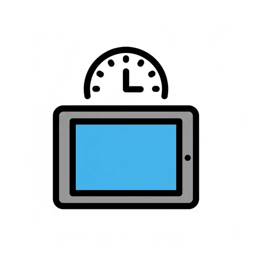 A tablet with a timer above it, indicating limited screen time.