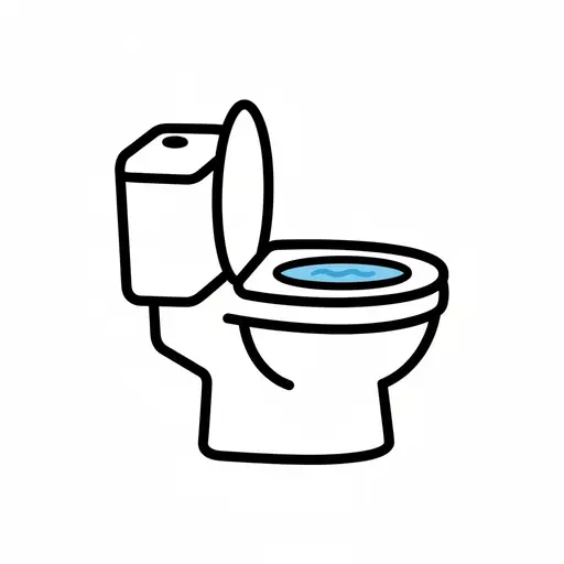 Een witte wc met de deksel open en de bril omhoog, met water in de pot.