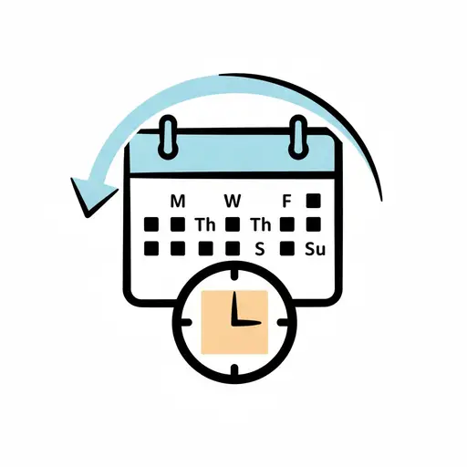 Een kalender met weekdagen en een klok die de week voorstelt.