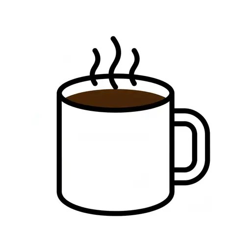 Een eenvoudige witte mok met donkere koffie en drie stoomkrullen boven het oppervlak.