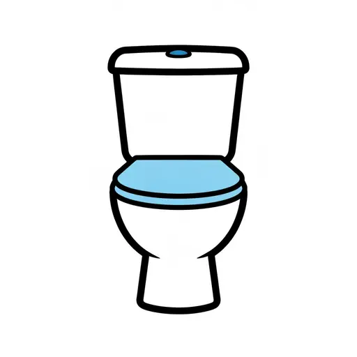 Valkoinen wc-istuin sinisellä istuimella.