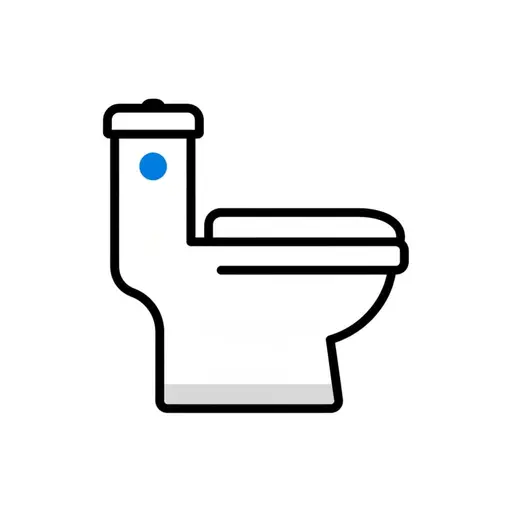 Een witte wc met een blauwe spoelknop op het reservoir.