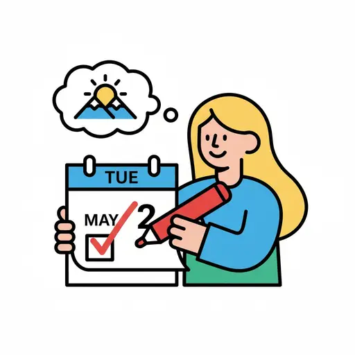 En person markerar en kalender och tänker på morgondagen.