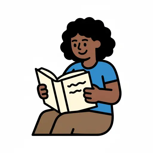 En kvinne sitter og leser en bok.