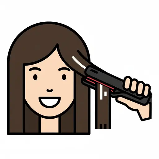 Een vrouw maakt haar haar steil met een stijltang.