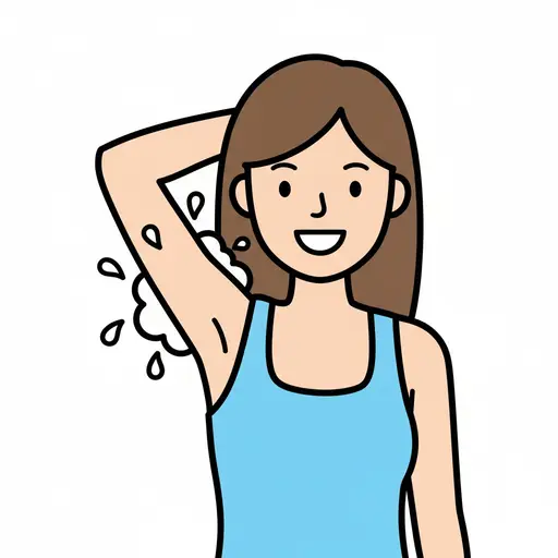 Een vrouw wast haar oksel met zeep en water.