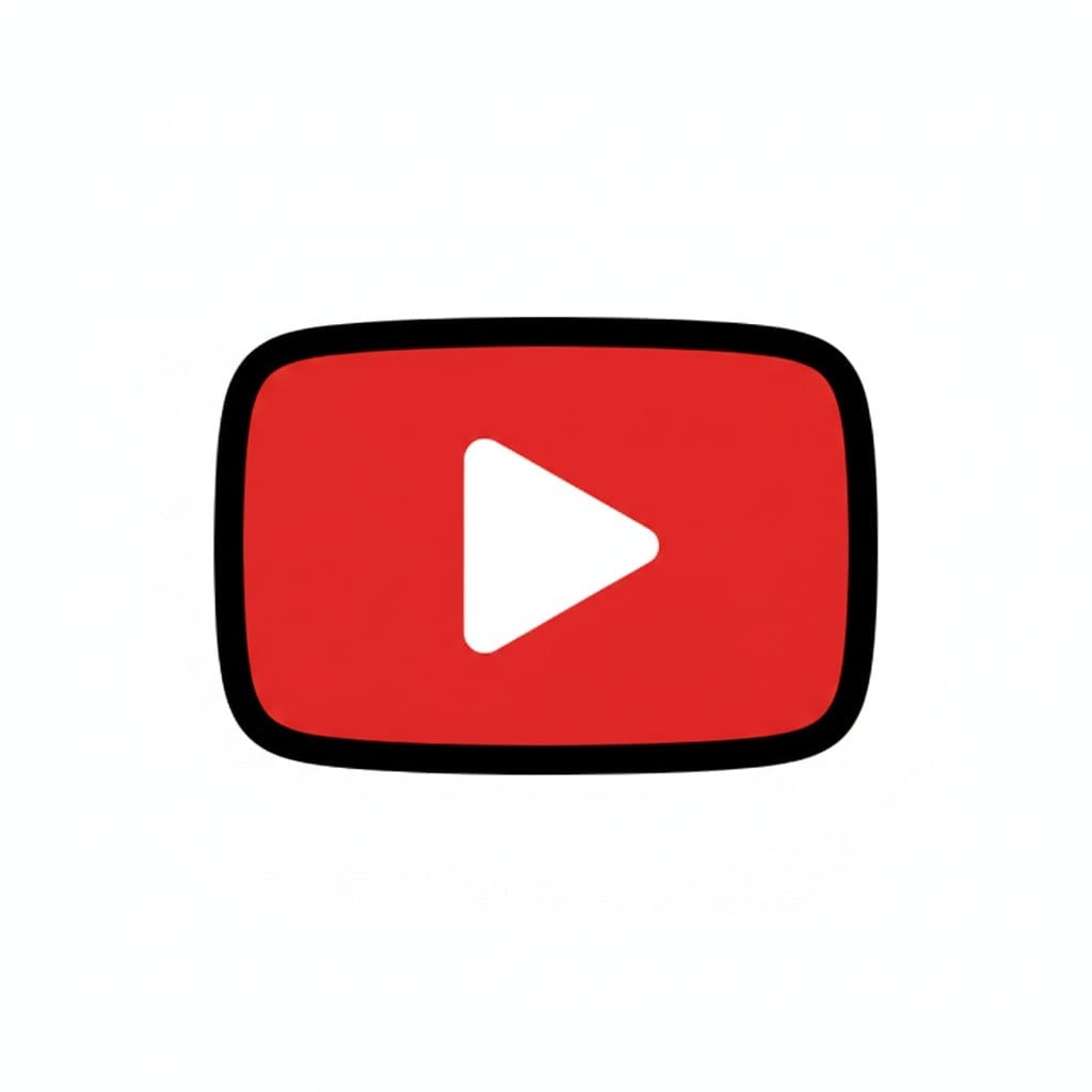 Het klassieke YouTube-logo, een rode afgeronde rechthoek met een witte afspeeldriehoek in het midden.